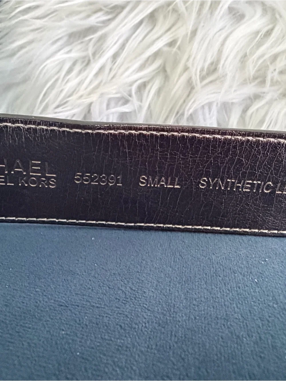 Michael Kors Black Leather Belt with Silver MK Logo Buckle
